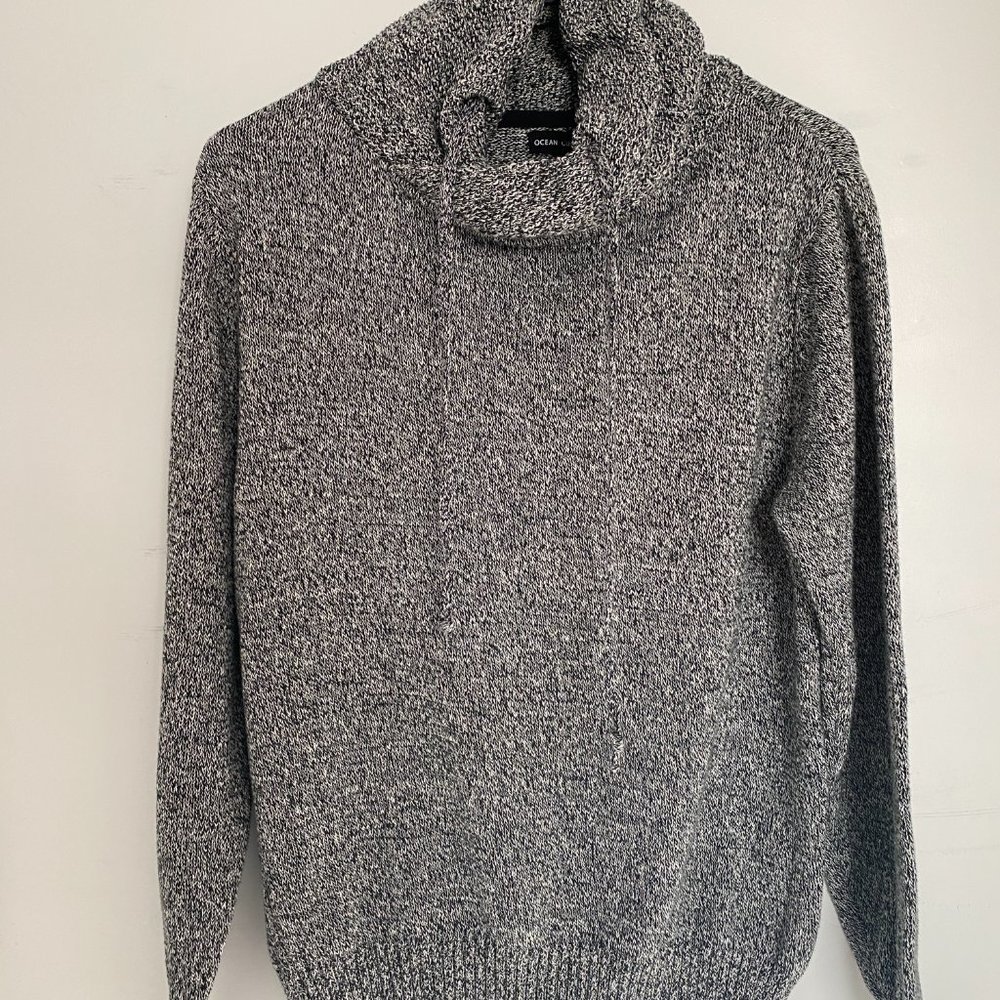 Mens Ocean Current Grey Salted Turtleneck Hoodie (Medium)